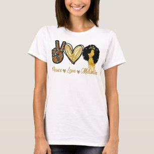 Camiseta Paz Amor Melanin Mujer Negra Chica Afro Reina Bla
