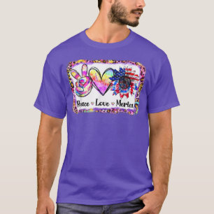 Camiseta Paz Amor Merica Tie Dye Leopard Sunflower 4 De