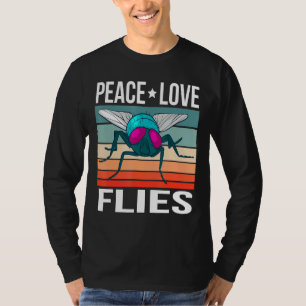 Camiseta Paz Amor Moscas Cita Inscripción Arte Retro Entomd