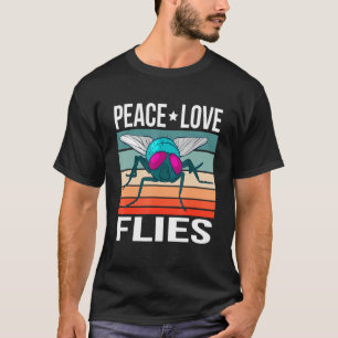 Camiseta Paz Amor Moscas Cita Inscripción Arte Retro Entomd