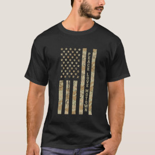 Camiseta Paz Amor Motown Amante Música Detroit Camuflaje De