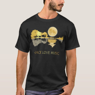 Camiseta Paz Amor Música Guitarra Lago Sombra Hippie Músico