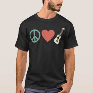 Camiseta Paz Amor Música Retro Hippie Guitarra