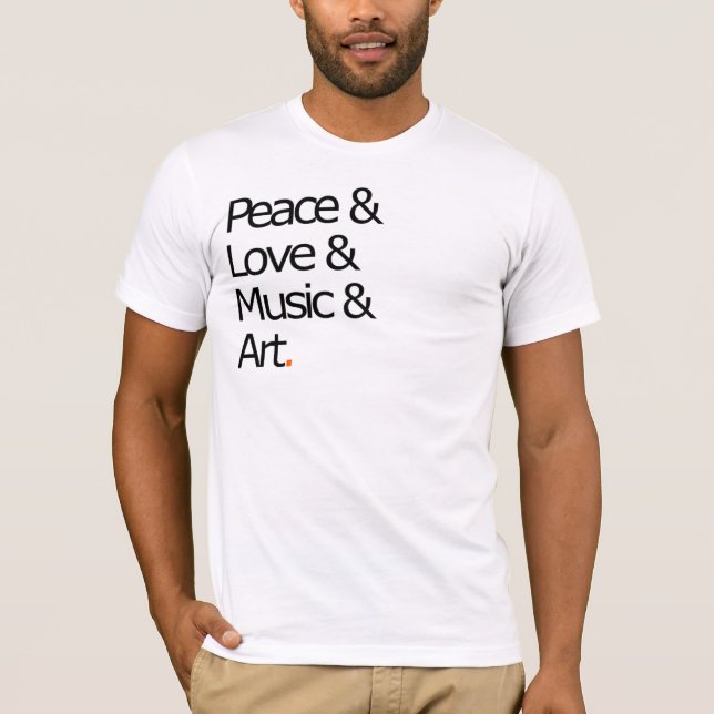 Camiseta Paz, amor, música, y arte (Anverso)
