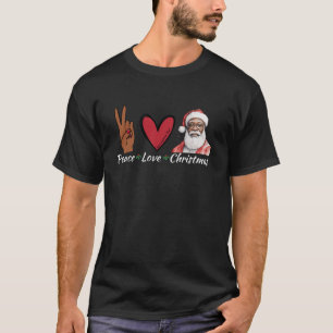 Camiseta Paz Amor Navidades Afro Santa Diseño Melanin San