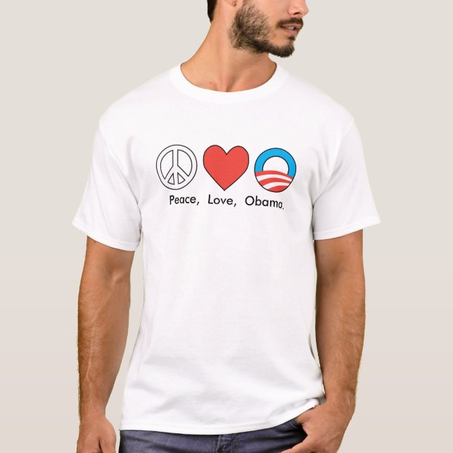 Camiseta Paz, amor, Obama. (Anverso)