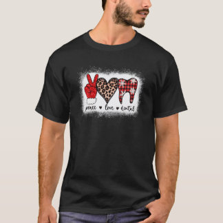 Camiseta Paz Amor Odontología Leopardo Corazón Navidad Blan
