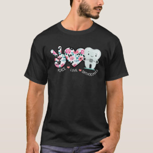 Camiseta Paz Amor Ortodoncia Rosa Dentista Amor Gracioso O