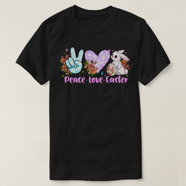 Camiseta Paz amor Pascua lindo conejito (Diseño del anverso)