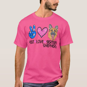Camiseta Paz Amor Pastor Alemán Dueño de Perro GSD Alsacia