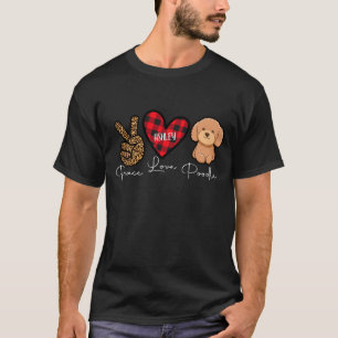 Camiseta Paz Amor Perrito Lindo de Plaid Poodle