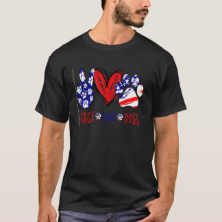Camiseta Paz Amor Perros Bandera Ee.Uu. Paw Perro Mamá Perr