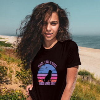 Camiseta Paz, Amor, Perros, camiseta puesta de sol