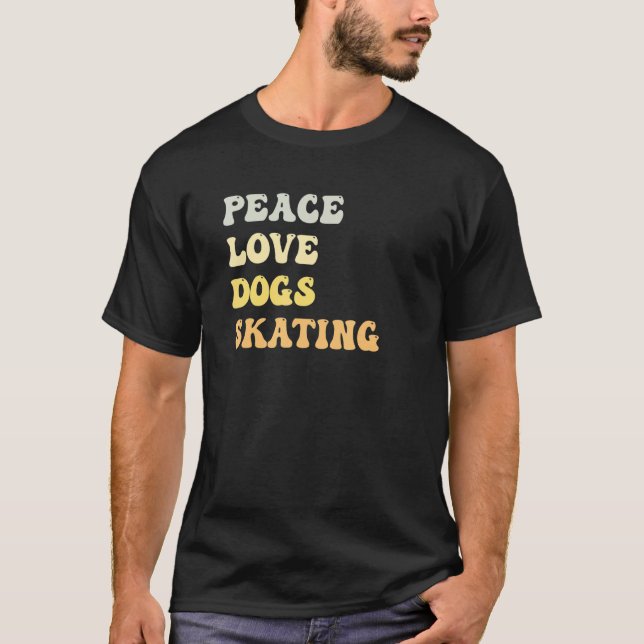 Camiseta Paz Amor Perros Patinando Retro (Anverso)