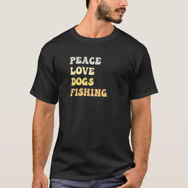 Camiseta Paz Amor Perros Pesca Retro (Anverso)