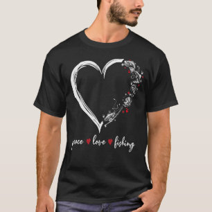 Camiseta Paz Amor Pesca Corazón Lindo Pescador