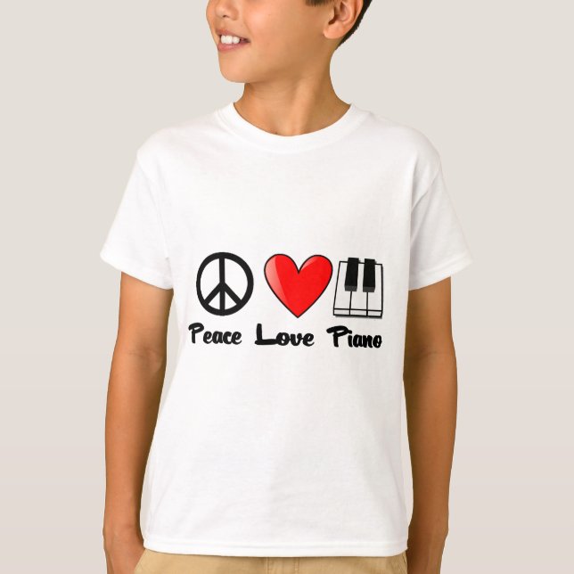 Camiseta Paz, amor, piano (Anverso)