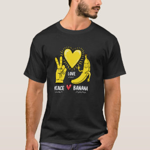 Camiseta Paz Amor Plátanos, Plátano Fresco Diversión Amante
