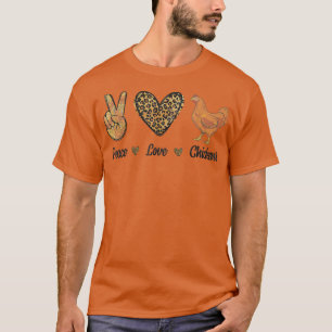 Camiseta Paz Amor Pollos Leopard Granja Animal Amantes Leja