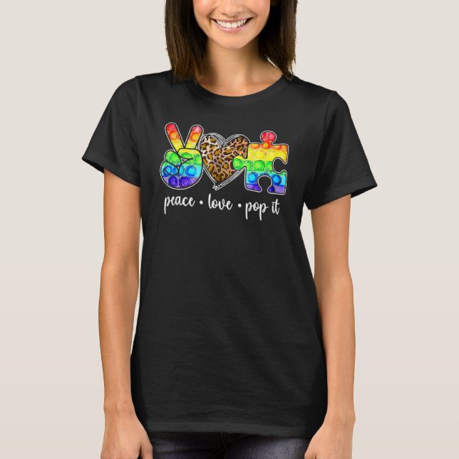 Camiseta Paz Amor Pop It Puzzle Apoyo Autismo Conciencia (Anverso)