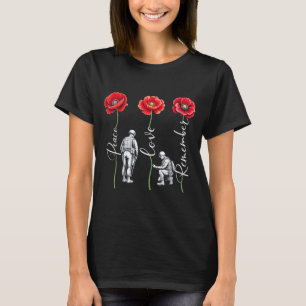 Camiseta Paz Amor Recordar Flor de Amapola Roja Soldado