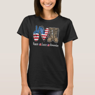 Camiseta Paz Amor Recuerdan Boots Combate Veterana De Bande