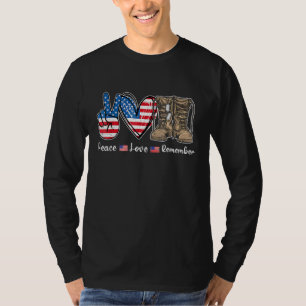 Camiseta Paz Amor Recuerdan Boots Combate Veterana De Bande