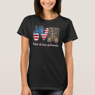 Camiseta Paz Amor Recuerdan Boots Combate Veterana De Bande