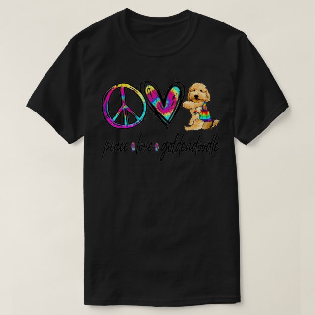 Camiseta paz amor Regalo de Goldendoodle para hombres que l (Diseño del anverso)