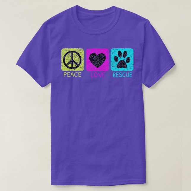 Camiseta Paz Amor Rescate Perros Molestos Amantes Animales (Diseño del anverso)