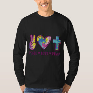 Camiseta Paz Amor Reza Dios Jesús Hippie Cristiano Hombres 
