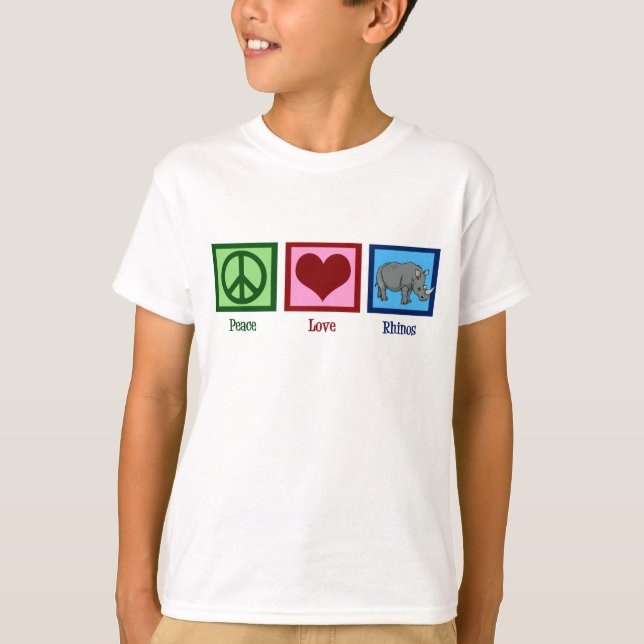 Camiseta Paz Amor Rinocerontes Cute Rinocerontes (Anverso)