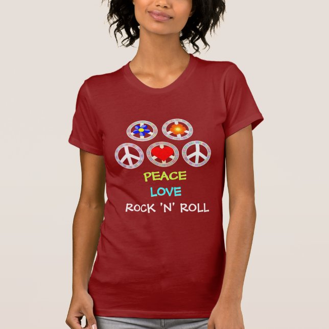 CAMISETA PAZ, AMOR, ROCK 'N' ROLL (Anverso)