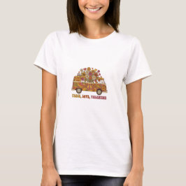 Camiseta Paz Amor San Valentín Retro Hippie Furgoneta Flor