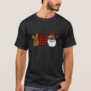 Camiseta paz amor santa leopard búfalo plaid navidades 2