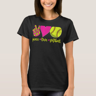 Camiseta Paz Amor Softball Mamá Hombres Mujeres Niños