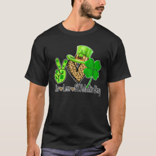 Camiseta Paz Amor Suerte Día de San Patricio para las mujer