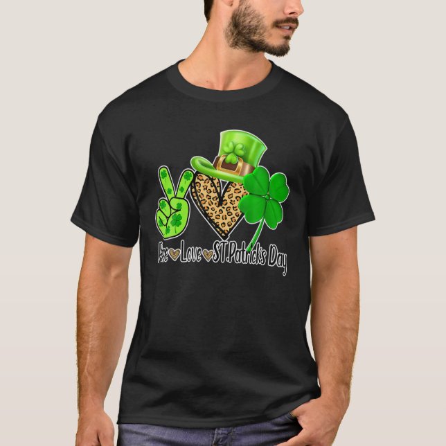 Camiseta Paz Amor Suerte Día de San Patricio para las mujer (Anverso)