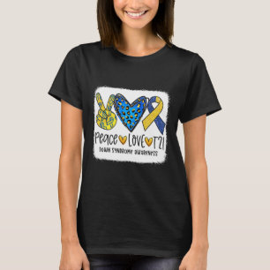 Camiseta Paz Amor T21 Curar Azul Amarillo Síndrome de Down