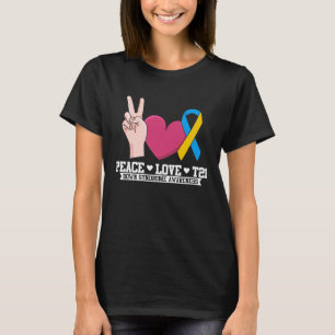 Camiseta Paz Amor T21 Trisomy 21 Conciencia sobre el síndro