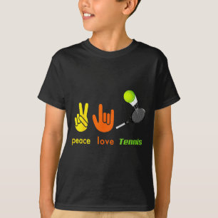 Camiseta Paz Amor Tenis Divertido Tenis Amantes Señal De Ma