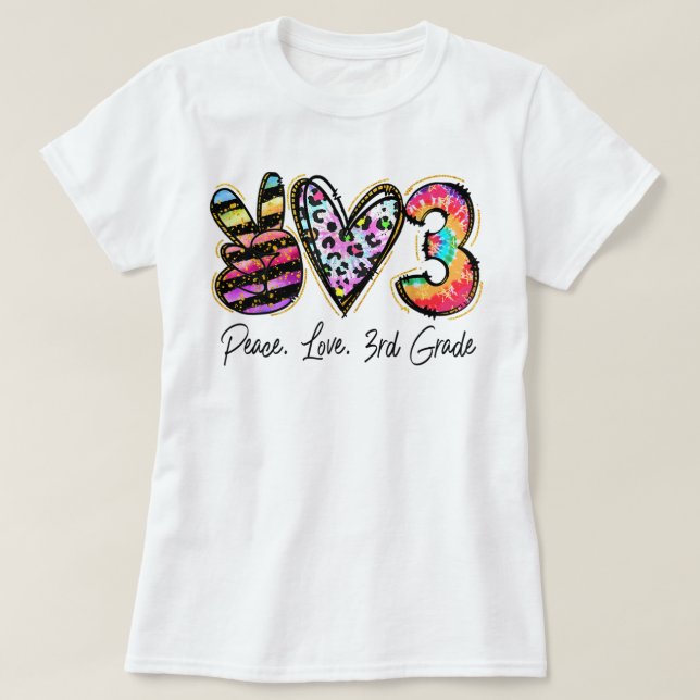 Camiseta Paz Amor Tercer Grado Chicas Maestros Equipo 3º Gr (Diseño del anverso)