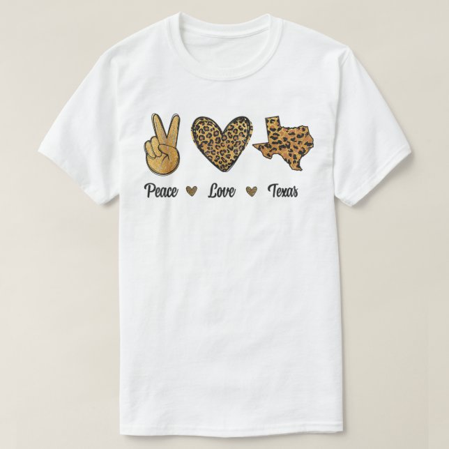 Camiseta Paz Amor Texas Leopard Flag Map Souvenirs for Me (Diseño del anverso)