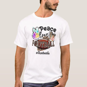Camiseta Paz Amor Tía de Fútbol Vida Mamá Abuela Leopar