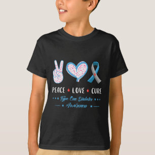 Camiseta Paz Amor Tipo 1 Sensibilización sobre la diabetes 