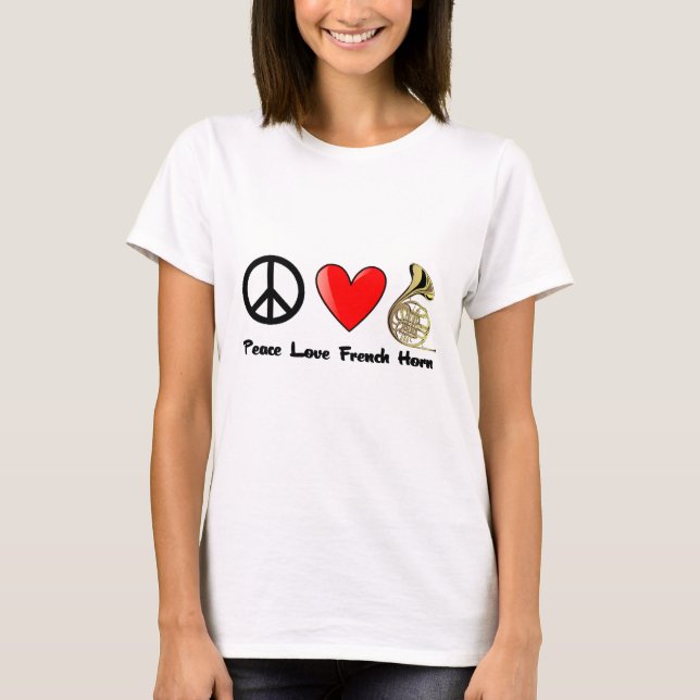 Camiseta Paz, amor, trompa (Anverso)