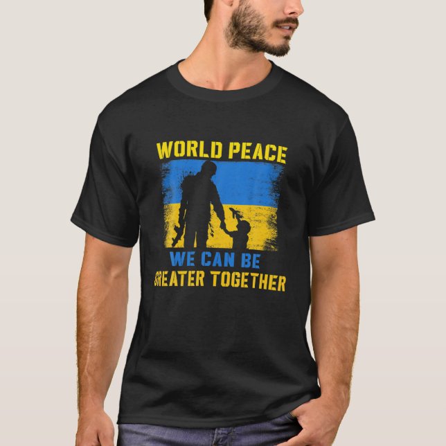 Camiseta Paz, amor, Ucrania, bandera ucraniana te apoyo (Anverso)