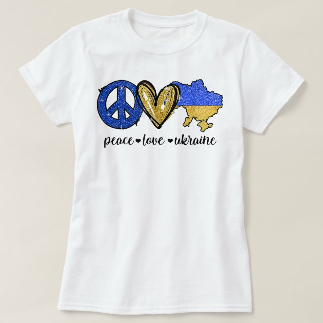 Camiseta Paz, amor, Ucrania, bandera ucraniana te apoyo (Diseño del anverso)