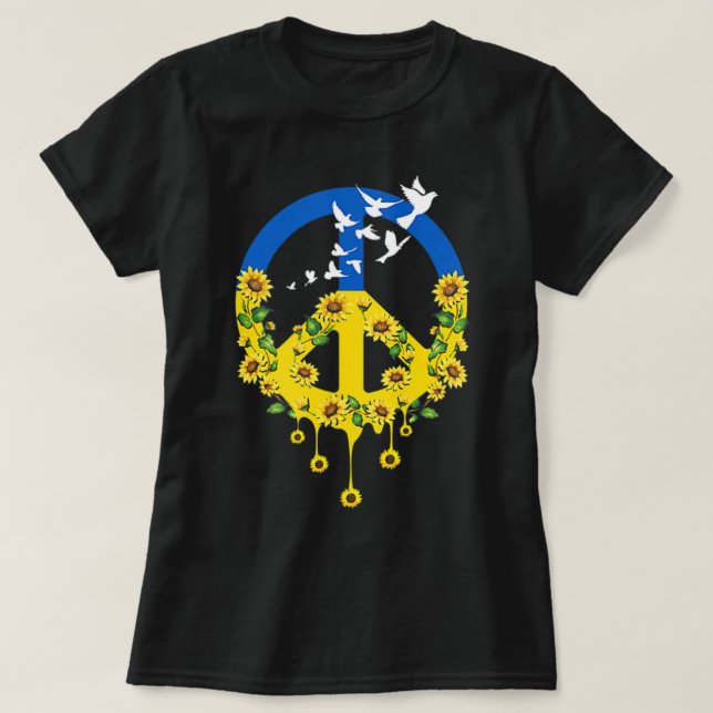 Camiseta Paz Amor Ucrania Domina Ucrania Girasol Ucrania (Diseño del anverso)