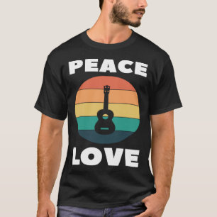 Camiseta Paz Amor Ukulele Paz Amante Uke Jugador Retro
